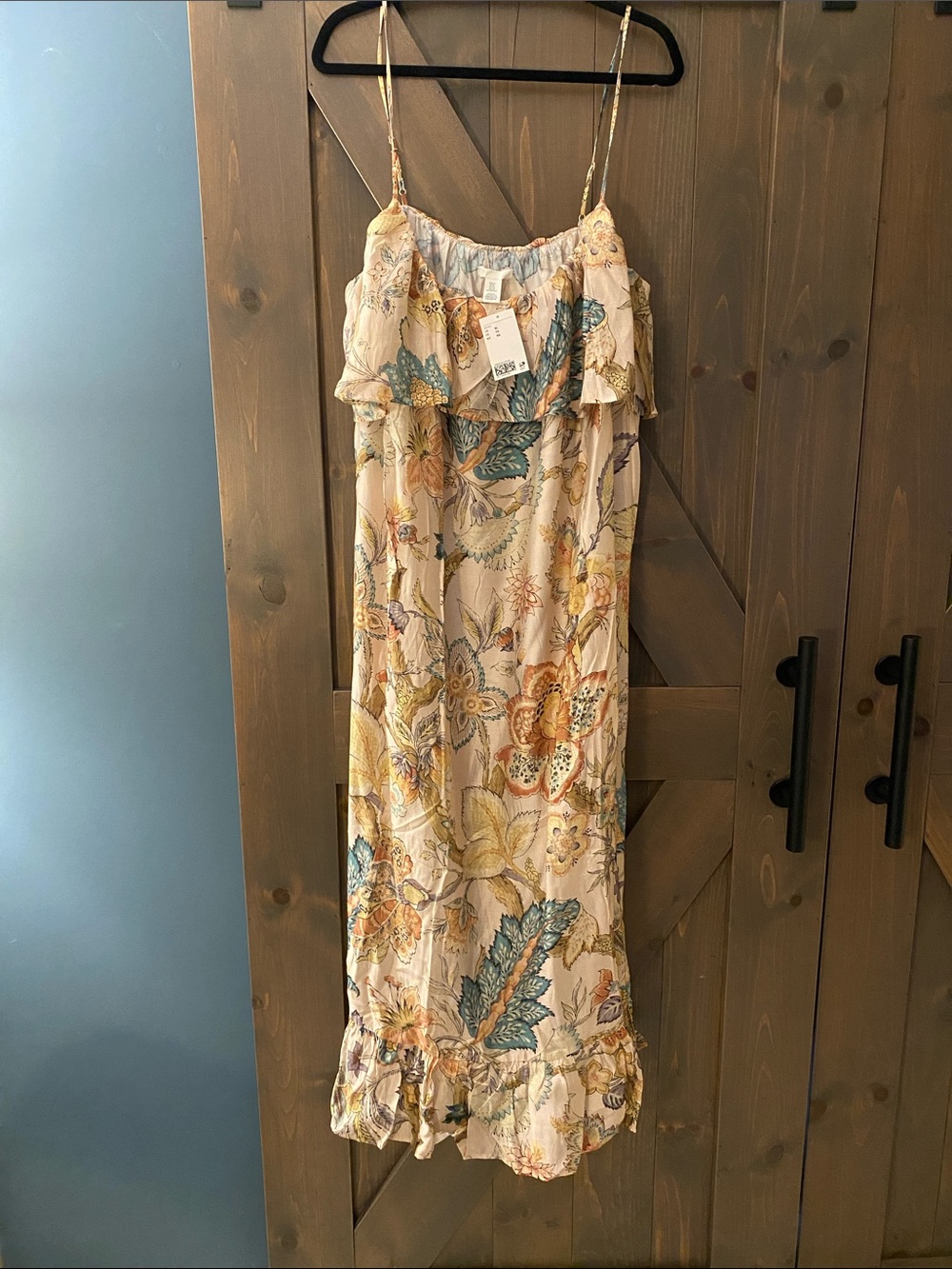H&M Sleeveless Floral Ruffle Maxi Dress in Blush